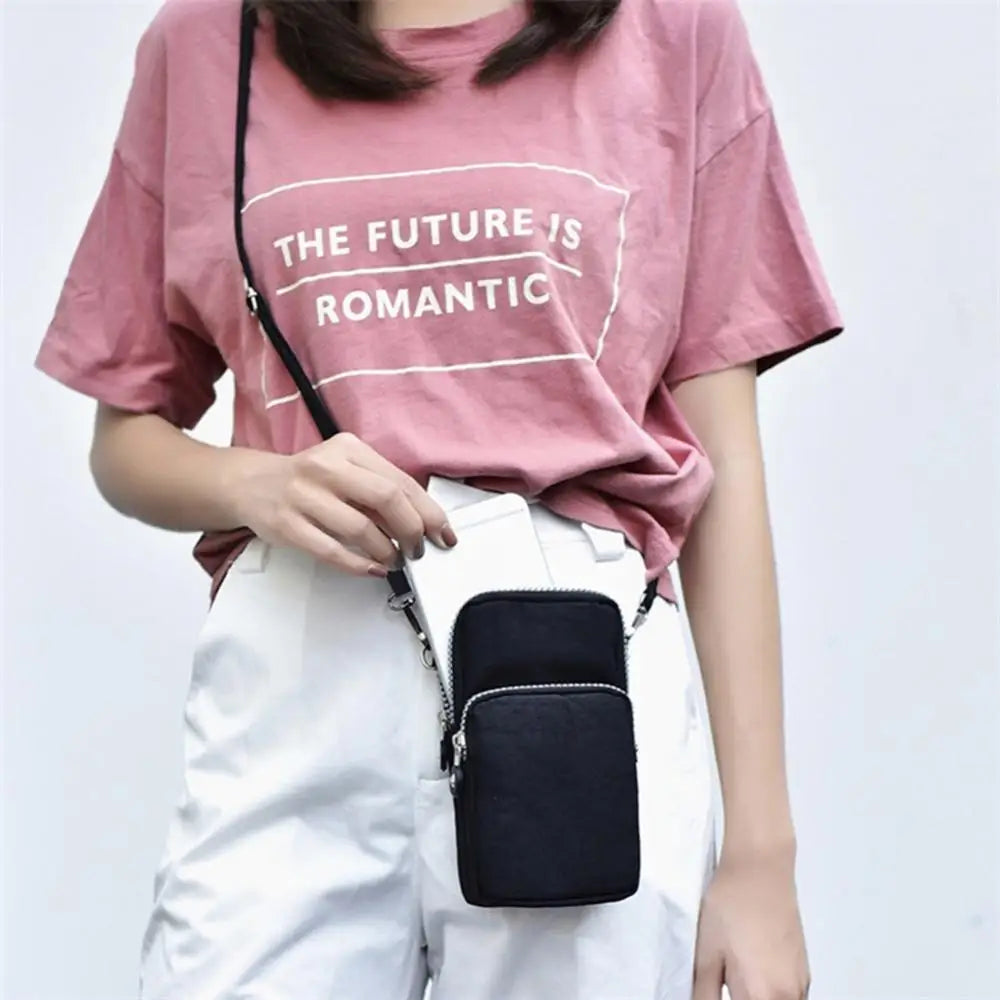 Women Hanging Neck Running Arm Phone Bag Crossbody Shoulder Pouch