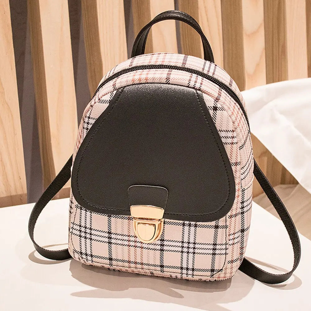 Plaid Mini Backpack Crossbody Bag for Teen Girls Shoulder Phone Purse