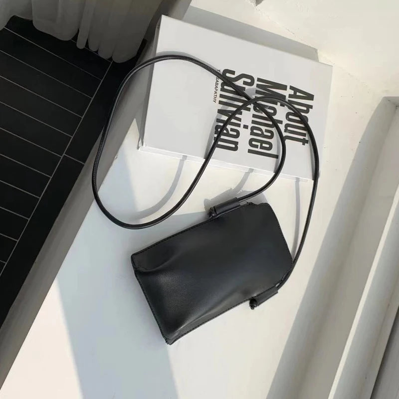 Mini Crossbody Phone Bag Solid PU Leather Youth Shoulder Bag