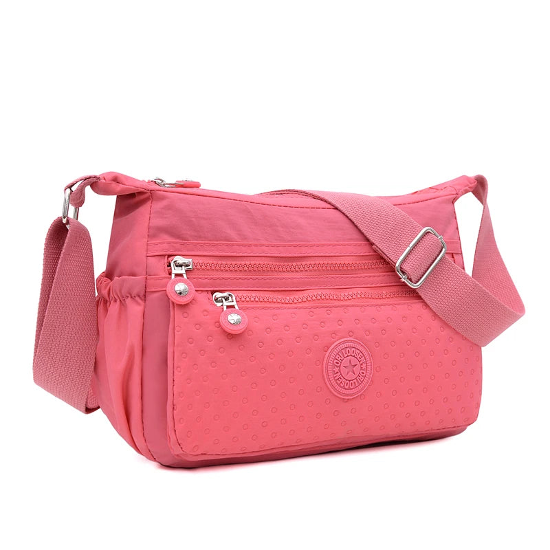 Women's Waterproof Nylon Crossbody Bag Wave Point Shoulder Messenger Bag