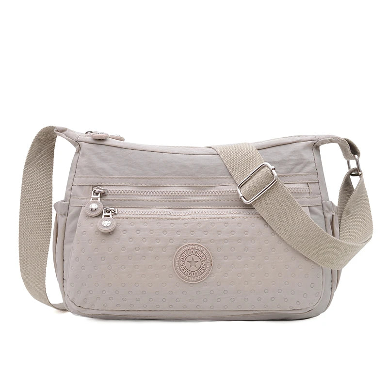 Women's Waterproof Nylon Crossbody Bag Wave Point Shoulder Messenger Bag