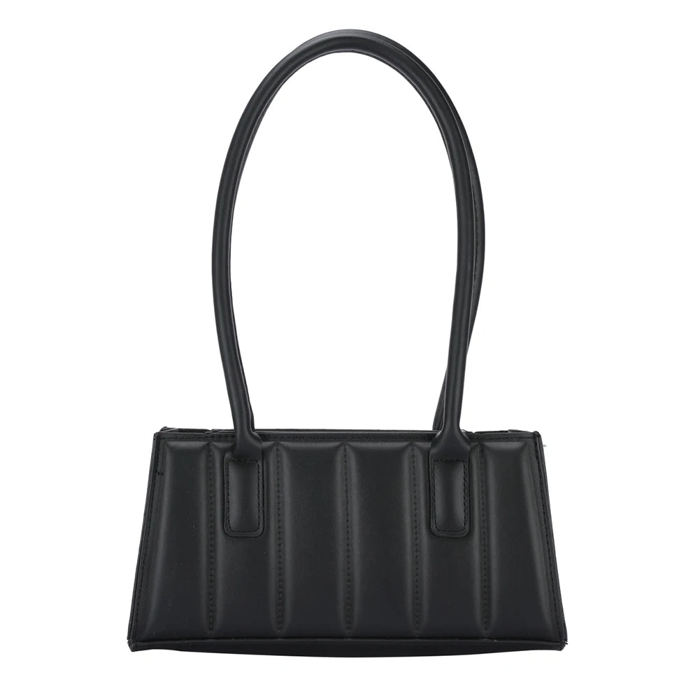 Pleated Female Handbag Embossing PU Shoulder Bag Ladies Solid Underarm Bags