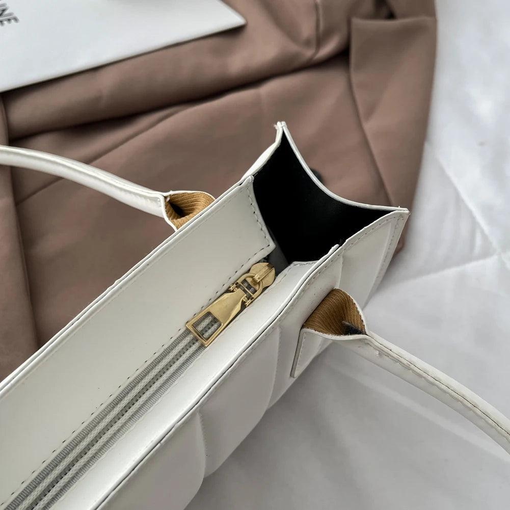 Pleated Female Handbag Embossing PU Shoulder Bag Ladies Solid Underarm Bags