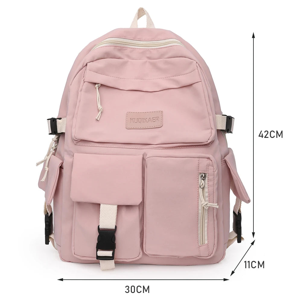 Preppy Style Canvas Backpack Women Contrast Harajuku Backpacks Students School