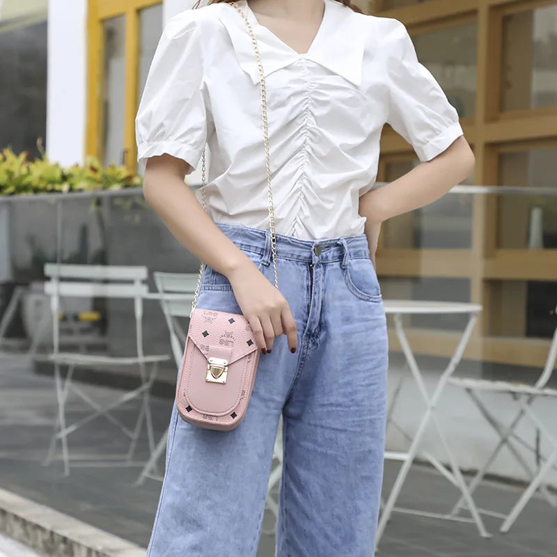 Small Square PU Shoulder Bag Chain Lock