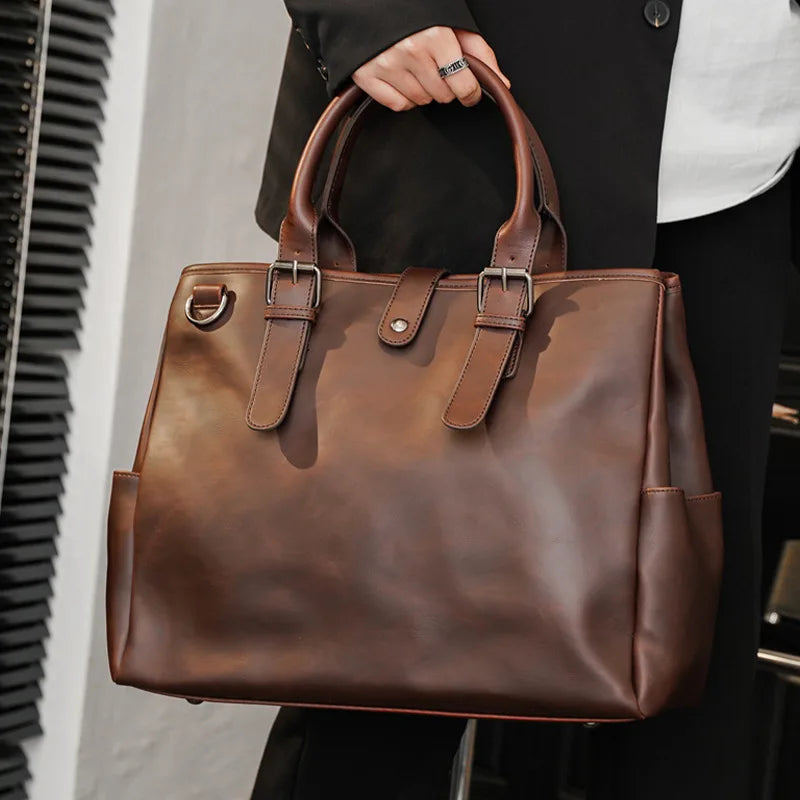 Retro Large-Capacity Briefcase Messenger Men's Bag