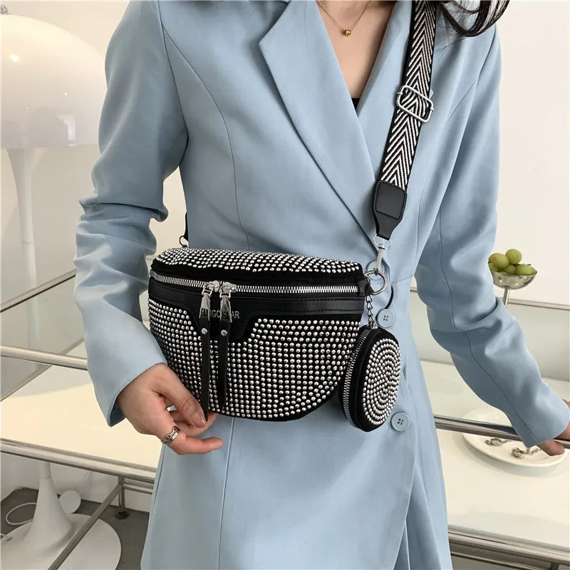 Rhinestone Funny Packs Female Shoulder Bag