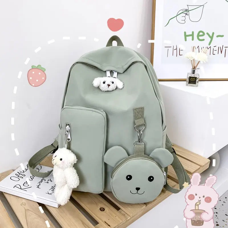 Teenage Girls School Bag Travel Laptop Backpack Ring Design