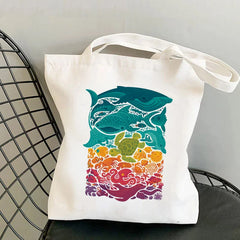 Hedgehog Printed Tote Bag Harajuku Shopper Handbag Girl Shoulder Shopping Bag