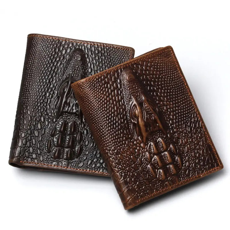 Crocodile Men's Leather Wallet Bi-Fold Money Purse Slim Walet