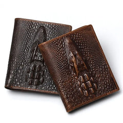Crocodile Men's Leather Wallet Bi-Fold Money Purse Slim Walet