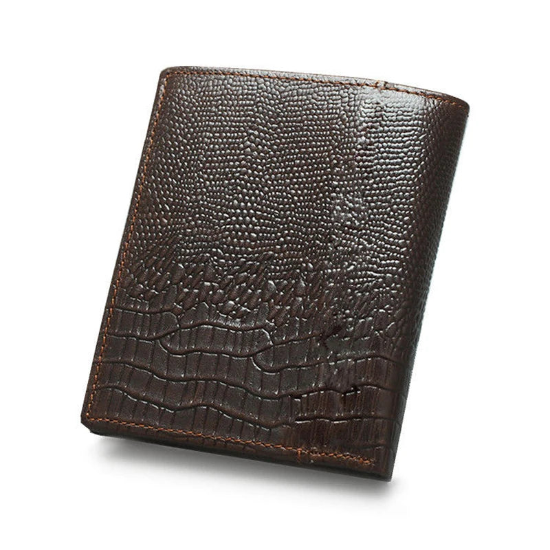 Crocodile Men's Leather Wallet Bi-Fold Money Purse Slim Walet