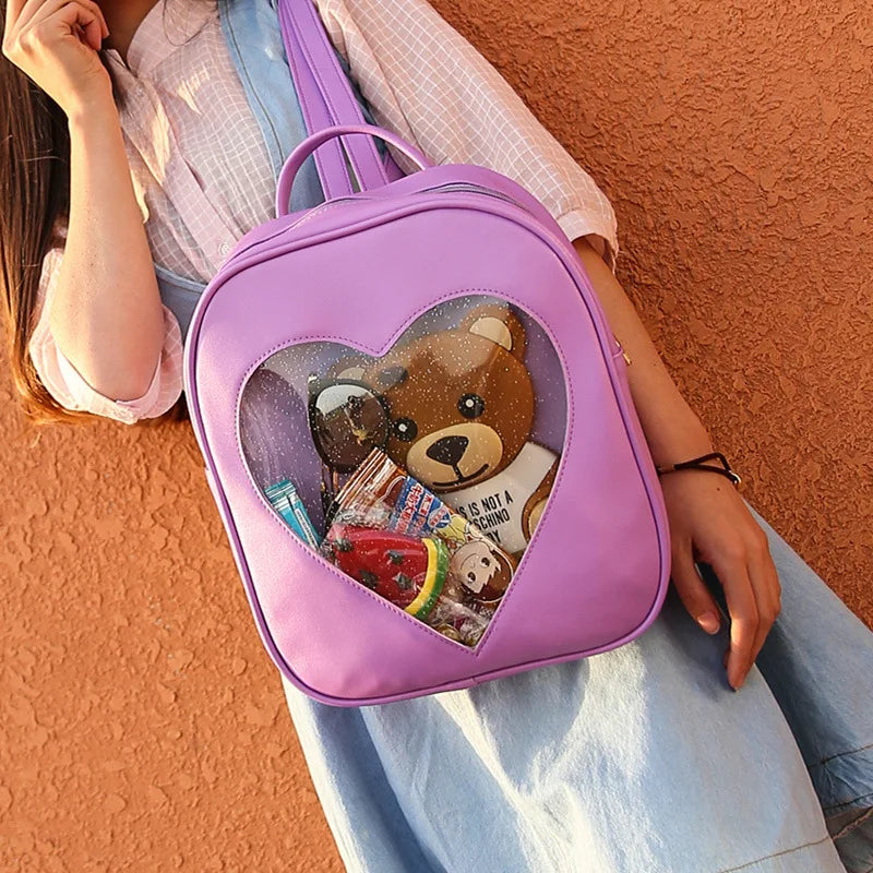 Heart Shape Backpacks Harajuku School Shoulder Bags Girls Book Bag