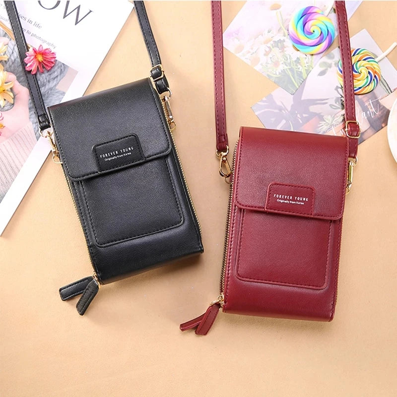 Retro Shoulder Bag with Transparent Touch Screen for Mobile Phone