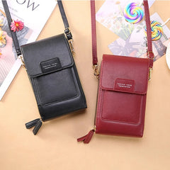 Retro Shoulder Bag with Transparent Touch Screen for Mobile Phone