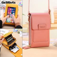 Retro Shoulder Bag with Transparent Touch Screen for Mobile Phone