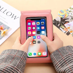 Retro Shoulder Bag with Transparent Touch Screen for Mobile Phone