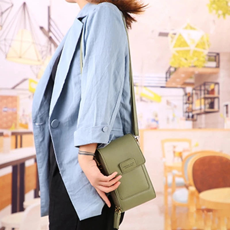 Retro Shoulder Bag with Transparent Touch Screen for Mobile Phone