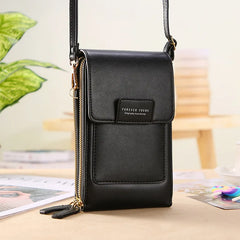 Retro Shoulder Bag with Transparent Touch Screen for Mobile Phone