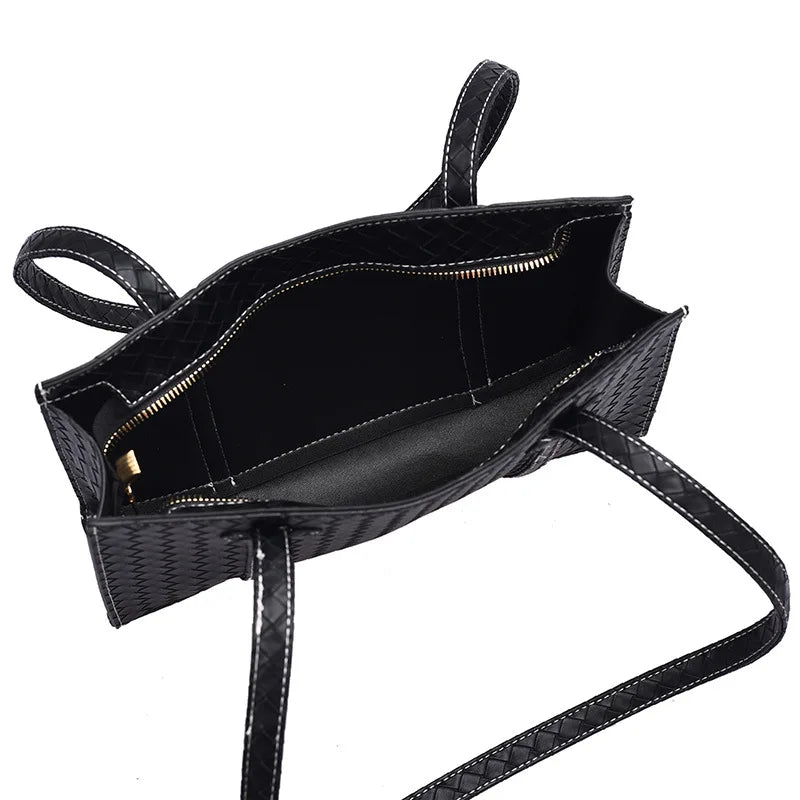 Woven Handbags Women Bales Tide Weave Hand Shoulder Lady Retro Solid Purse Small