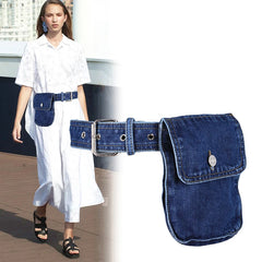 Denim Waist Bag Women Fanny Pack Adjustable Belt Female Phone Pouch Hip Pack