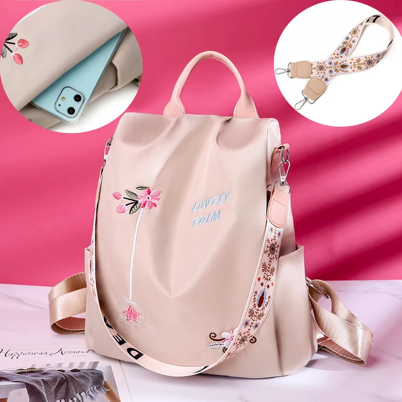 Waterproof Oxford Women Backpack Anti-theft Print School Bag High Capacity