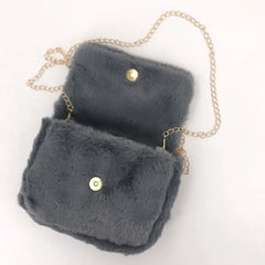 Faux Fur Printed Shoulder Bag Lady Crossbody Hobo Handbag