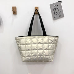 Winter Large Capacity Green Shoulder Bag Quilted Bucket Totes