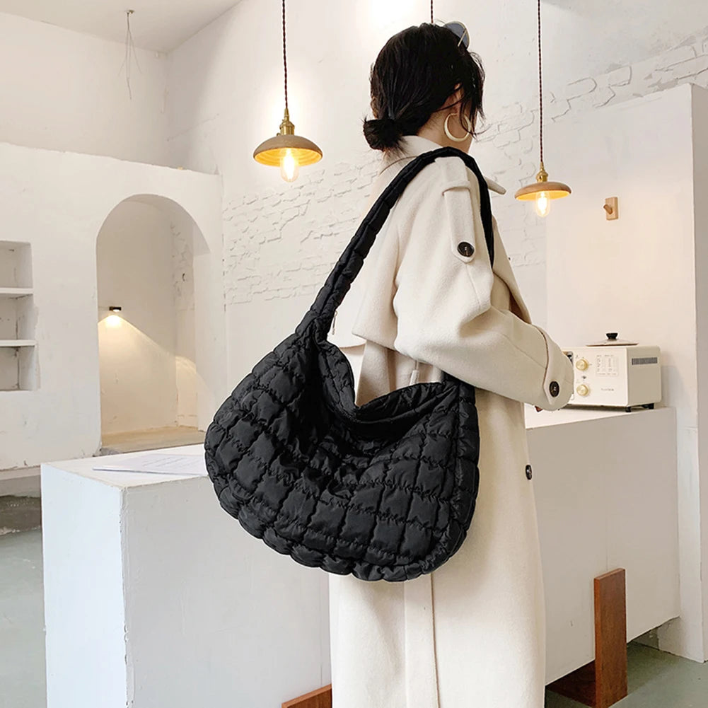 Winter Eiderdown Crossbody Bags for Women Handbag Travel Shopper Totes