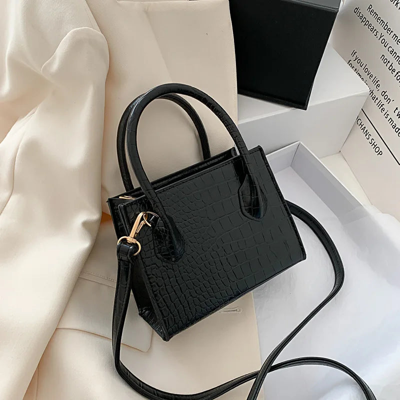 Mini Crossbody Bag Faux Leather Shoulder Classic Stone Pattern Purse