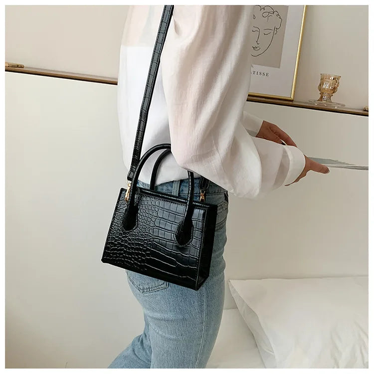 Mini Crossbody Bag Faux Leather Shoulder Classic Stone Pattern Purse