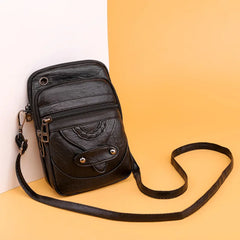 Women Shoulder Bags Phone Pack Multi-Compartment PU Leather Cross Body Bag