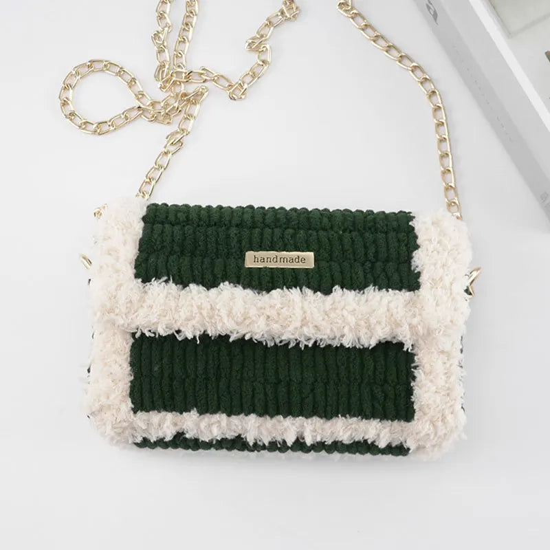 Hand-Woven Pom Pom Wool Shoulder Bag