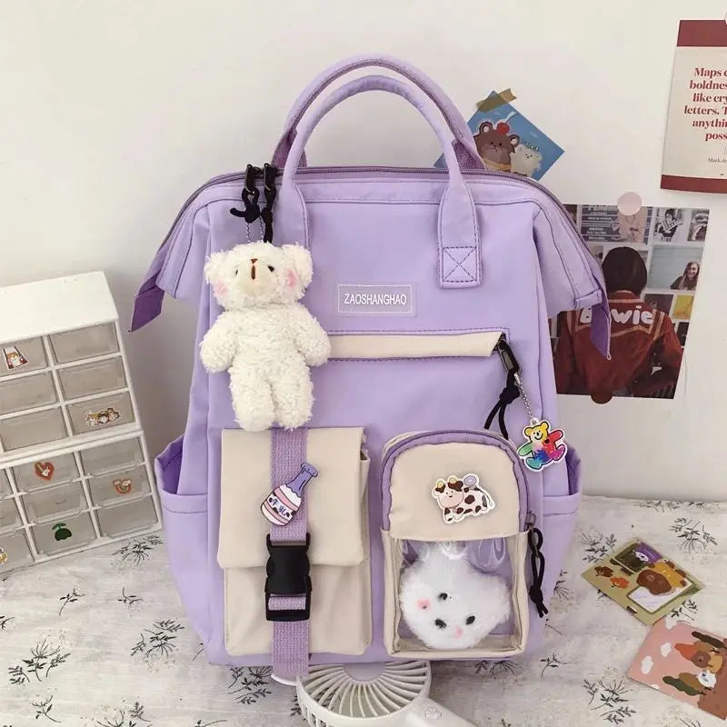 Waterproof Candy Colors Backpack for Teenage Girl Travel Rucksack KL1146