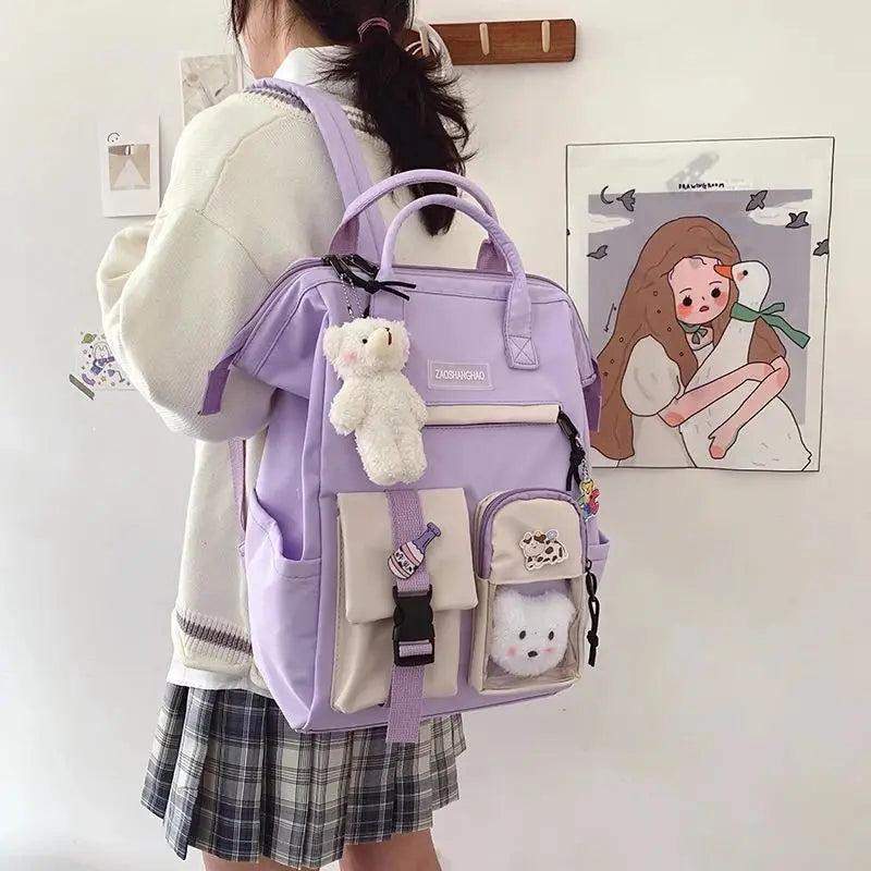 Waterproof Candy Colors Backpack for Teenage Girl Travel Rucksack KL1146