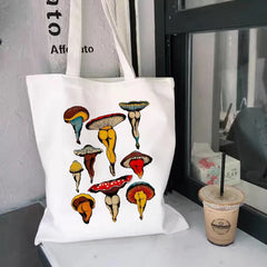 Canvas Shoulder Bag Flower Frog Female Handbag Large Capacity Reusable Shopping