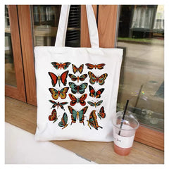 Canvas Shoulder Bag Flower Frog Female Handbag Large Capacity Reusable Shopping