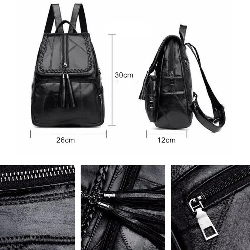 Women's PU Leather Backpack Classic Waterproof School Bag