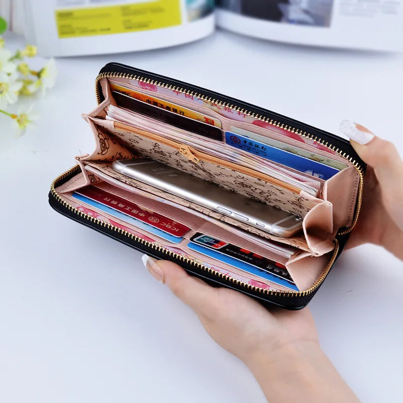 Leaf Print Long Women Purse Large Capacity Bag Women Wallet