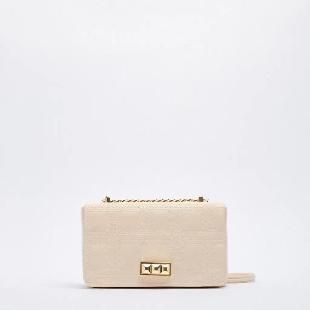 Small Square Bag with Line Decoration Chain Mini Shoulder Messenger