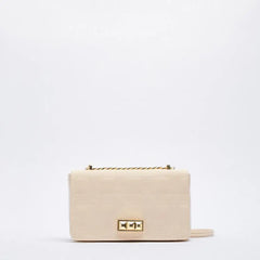 Small Square Bag with Line Decoration Chain Mini Shoulder Messenger