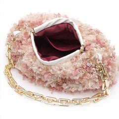 Fluffy Small Shoulder Bag for Women with Chain