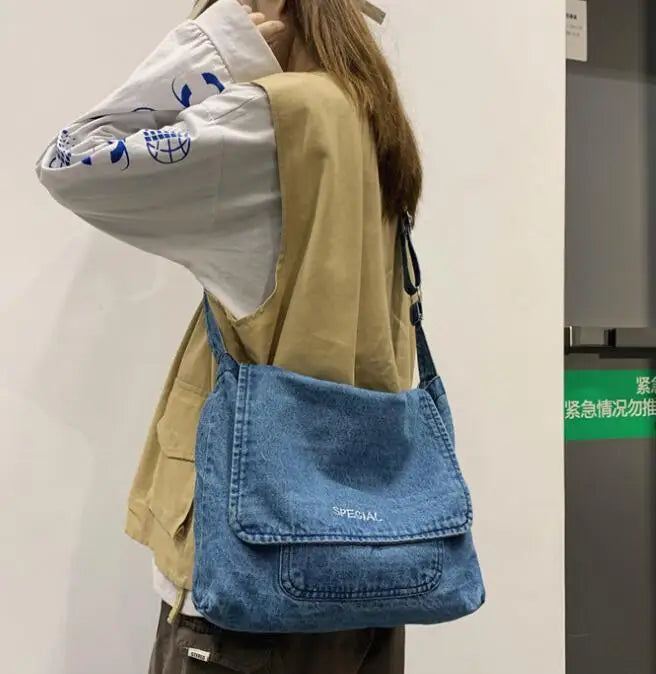 Denim Shoulder Bag Canvas Crossbody Satchel