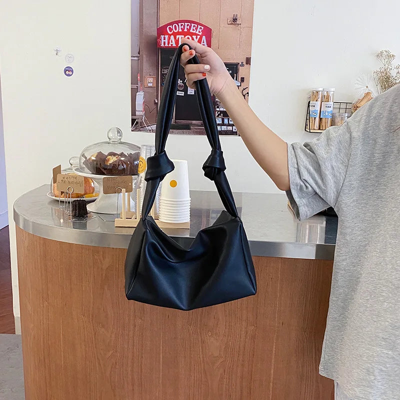 Soft Leather Pillow Bag with Knot Detail