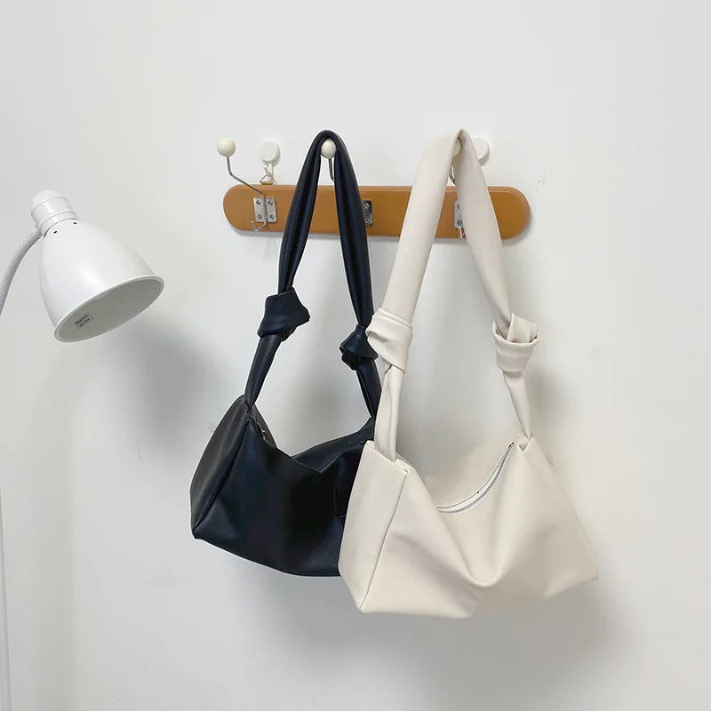 Soft Leather Pillow Bag with Knot Detail