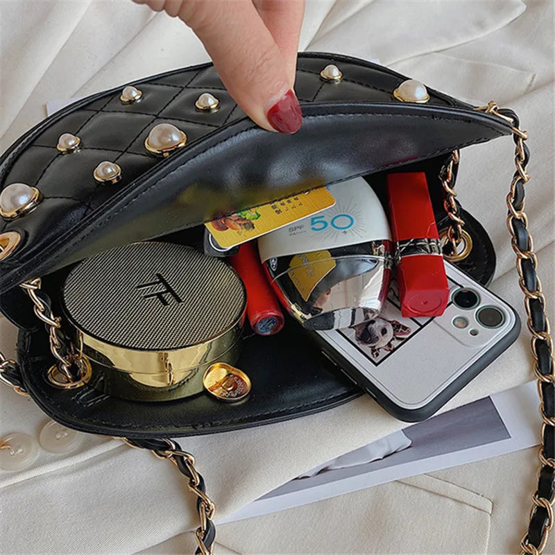 Semicircle Shoulder Bag Texture Western Chain Female Messenger Bag