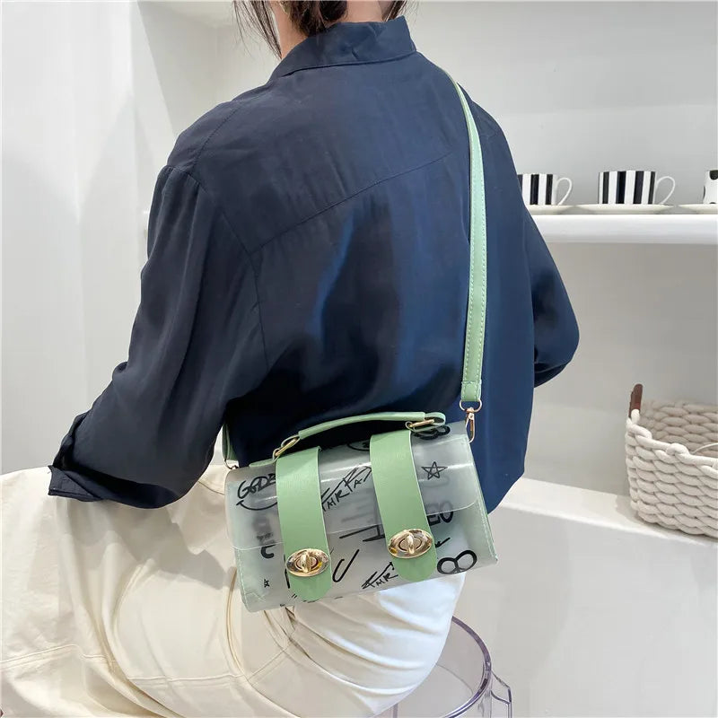 2021Summer Women's Transparent Square Sling Bag PVC Shoulder Bag
