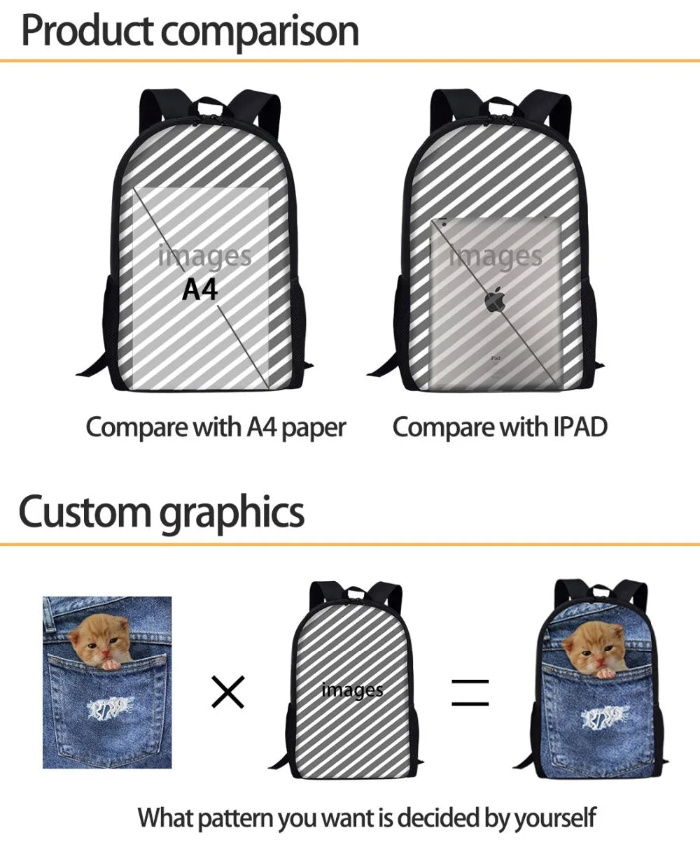 3D Dog Backpack for Teenage Girls School Shoulder Bag