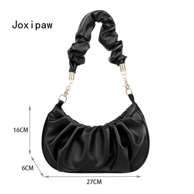 Autumn Folds Pu Leather Shoulder Bag for Women Chain Handbag