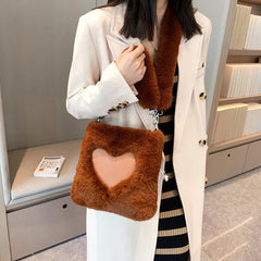 Plush Ladies Crossbody Bag Love Handbag Furry Women's Purse